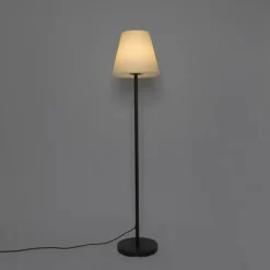 Außen Stehlampe schwarz mit weißem Schirm 35 cm IP65 - Virginia