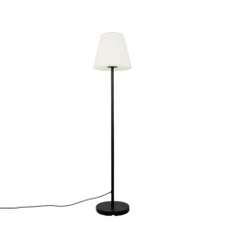 Außen Stehlampe schwarz mit weißem Schirm 35 cm IP65 - Virginia