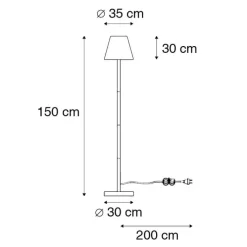 Außen Stehlampe schwarz mit weißem Schirm 35 cm IP65 - Virginia