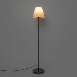 Außen Stehlampe schwarz mit weißem Schirm IP65 25 cm - Virginia