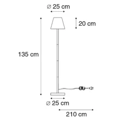 Außen Stehlampe schwarz mit weißem Schirm IP65 25 cm - Virginia