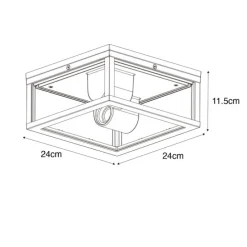 Außendeckenleuchte schwarz mit geripptem Glas 2-flammig IP44 - Charlois