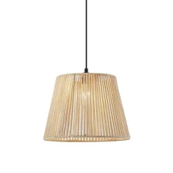 Außenhängeleuchte schwarz mit beigefarbenem Seilschirm IP44 - Cava Jayla