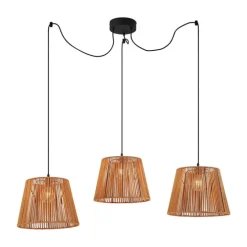 Außenhängeleuchte schwarz mit orangefarbenen Seilschirmen 3-flammig IP44 - Cava Jayla