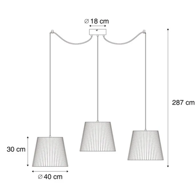 Außen-Hängeleuchte schwarz mit beigefarbenen Seilschirmen 3-flammig IP44 - Cava Jayla