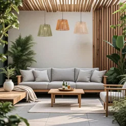 Außen-Hängeleuchte schwarz mit mehrfarbigen Seilschirmen 3-flammig IP44 - Cava Jayla