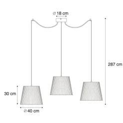 Außen-Hängeleuchte schwarz mit mehrfarbigen Seilschirmen 3-flammig IP44 - Cava Jayla