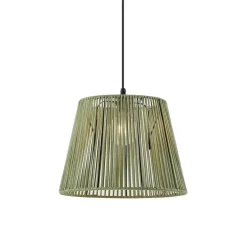 Außenhängeleuchte schwarz mit grünem Seilschirm IP44 - Cava Jayla