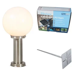 Außenlampe Stahl Edelstahl 50 cm - Sfera mit Erdungsstift und Kabelmuffe