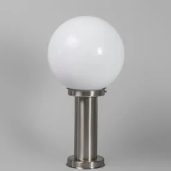Außenlampe Stahl Edelstahl 50 cm - Sfera mit Erdungsstift und Kabelmuffe
