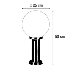 Außenlampe Stahl Edelstahl 50 cm - Sfera mit Erdungsstift und Kabelmuffe
