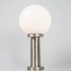 Außenlampe Stahl Edelstahl 50 cm - Sfera mit Erdungsstift und Kabelmuffe