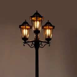 Außenlaterne schwarz 220 cm 3-flammig IP44 - Havanna