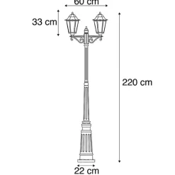 Außenlaterne schwarz 220 cm 2-flammig IP44 - Havanna
