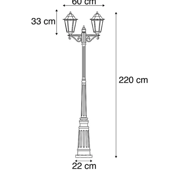 Außenlaterne schwarz 220 cm 2-flammig IP44 - Havanna