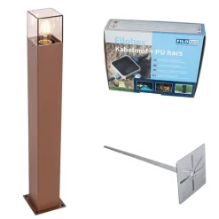 Außenleuchte 70 cm rostbraun mit Erdungsstift und Kabelmuffe - Dänemark