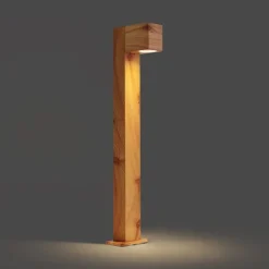 Außenleuchte Aluminium mit Holzdruck mit Erdspieß und Kabelverschraubung 65cm IP44 - Baleno