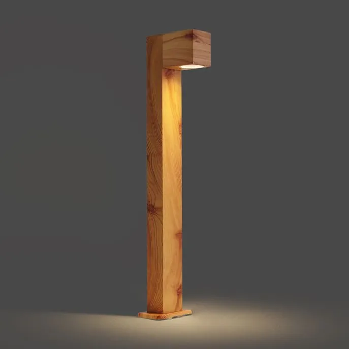 Außenleuchte Aluminium mit Holzdruck mit Erdspieß und Kabelverschraubung 65cm IP44 - Baleno