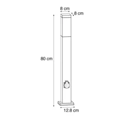 Außenleuchte Dunkelgrau 80 cm mit Fassung IP44 - Malios