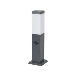 Außenleuchte Dunkelgrau mit Opalglas 45cm IP44 mit Steckdose und Bewegungssensor - Malios