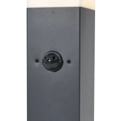 Außenleuchte Dunkelgrau mit Opalglas 45cm IP44 mit Steckdose und Bewegungssensor - Malios