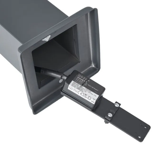 Außenleuchte Dunkelgrau mit Opalglas 45cm IP44 mit Steckdose und Bewegungssensor - Malios