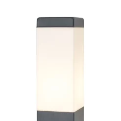 Außenleuchte Dunkelgrau mit Opalglas 80cm IP44 mit Steckdose und Bewegungssensor - Malios