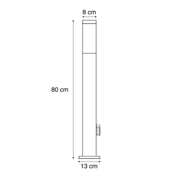 Außenleuchte Dunkelgrau mit Opalglas 80cm IP44 mit Steckdose und Bewegungssensor - Malios