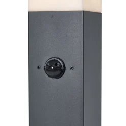 Außenleuchte Dunkelgrau mit Opalglas 80cm IP44 mit Steckdose und Bewegungssensor - Malios