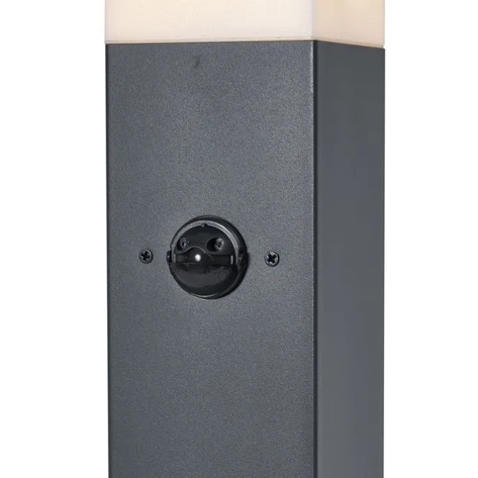 Außenleuchte Dunkelgrau mit Opalglas 80cm IP44 mit Steckdose und Bewegungssensor - Malios