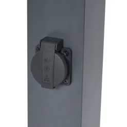 Außenleuchte Dunkelgrau mit Opalglas 80cm IP44 mit Steckdose und Bewegungssensor - Malios