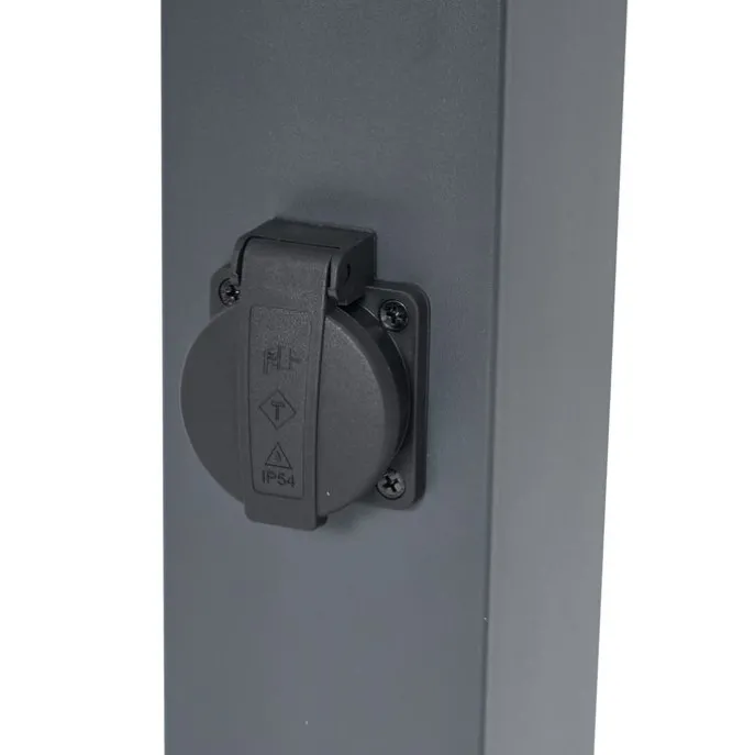 Außenleuchte Dunkelgrau mit Opalglas 80cm IP44 mit Steckdose und Bewegungssensor - Malios