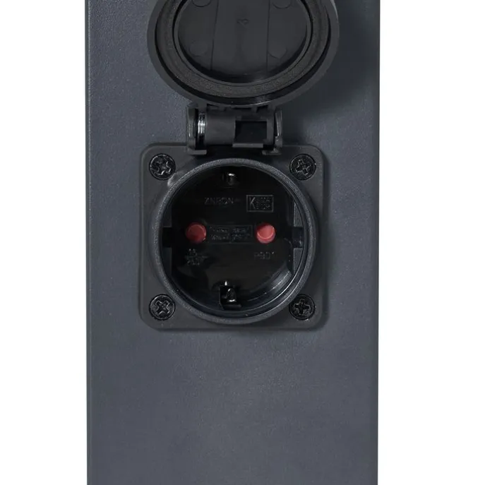 Außenleuchte Dunkelgrau mit Opalglas 80cm IP44 mit Steckdose und Bewegungssensor - Malios