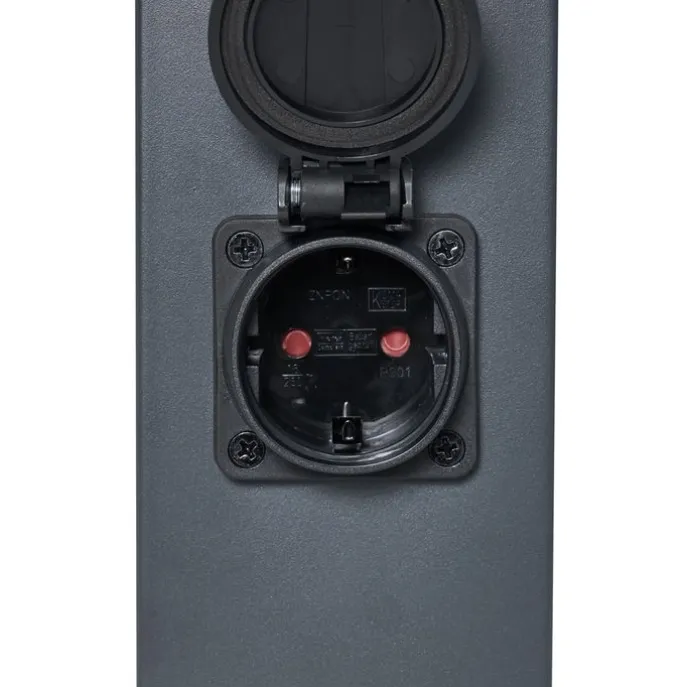 Außenleuchte Dunkelgrau mit Rauchglas 45cm IP44 mit Steckdose und Bewegungssensor - Malios