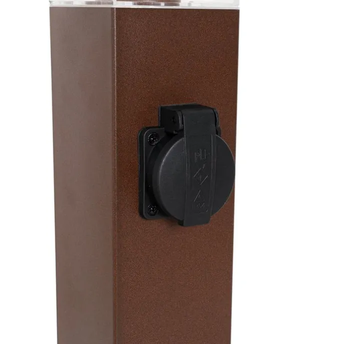 Außenleuchte Rostbraun 45 cm mit Steckdose IP44 - Malios