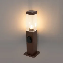 Außenleuchte Rostbraun 45 cm mit Steckdose IP44 - Malios