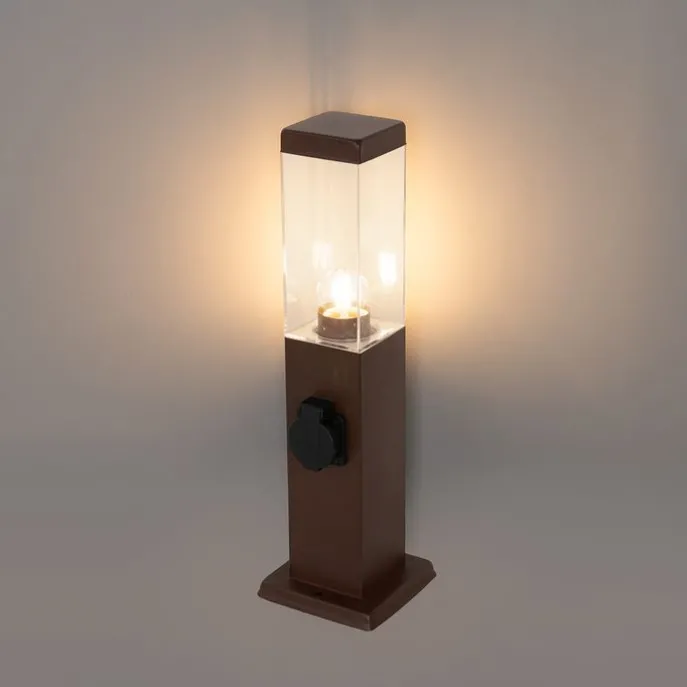 Außenleuchte Rostbraun 45 cm mit Steckdose IP44 - Malios