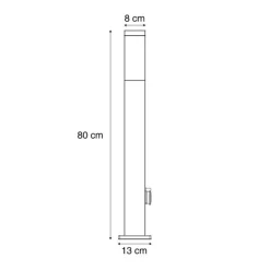 Außenleuchte Rostbraun mit Klarglas 80cm IP44 mit Steckdose und Bewegungssensor - Malios