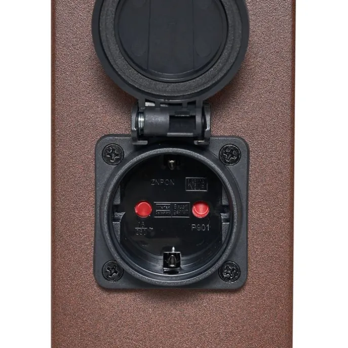 Außenleuchte Rostbraun mit Klarglas 80cm IP44 mit Steckdose und Bewegungssensor - Malios