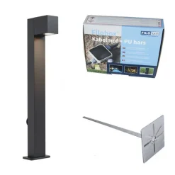 Außenleuchte schwarz mit Erdspieß und Kabelverschraubung 65cm inkl. Steckdose IP44 - Baleno