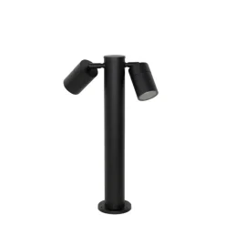 Außenleuchte Schwarz mit Erdspieß und Kabelverschraubung 45cm 2-flammig IP44 - Duo