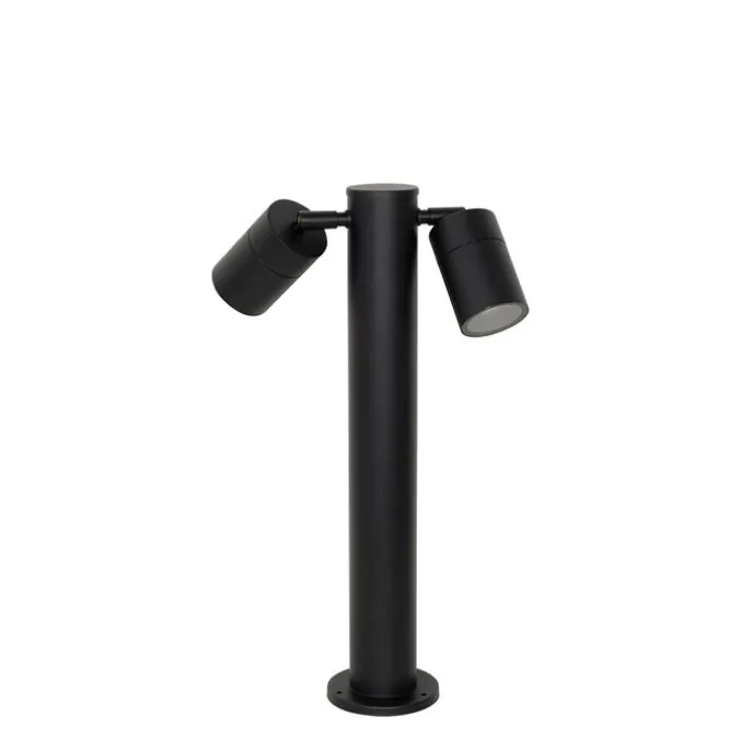 Außenleuchte Schwarz mit Erdspieß und Kabelverschraubung 45cm 2-flammig IP44 - Duo