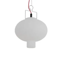 Außen-Pendelleuchte weiß 35 cm mit rotem Stecker IP44 - Pion