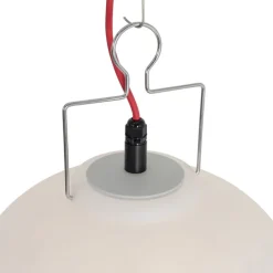Außen-Pendelleuchte weiß 35 cm mit rotem Stecker IP44 - Pion