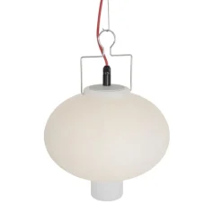 Außen-Pendelleuchte weiß 35 cm mit rotem Stecker IP44 - Pion