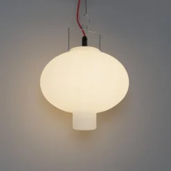 Außen-Pendelleuchte weiß 35 cm mit rotem Stecker IP44 - Pion