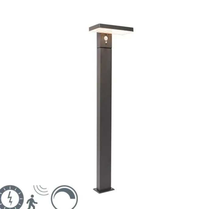 Außenpfosten dunkelgrau 80 cm inkl. LED und Abblendlicht auf Solar - Sunnie