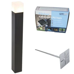 Außenpfosten schwarzes Opalglas 70 cm Erdungsstift und Kabeltülle - Dänemark