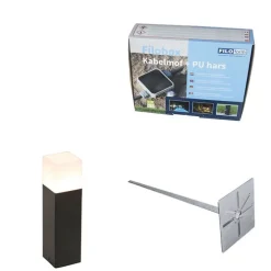 Außenpfosten schwarzes Opalglas 30 cm Erdungsstift und Kabeltülle - Dänemark