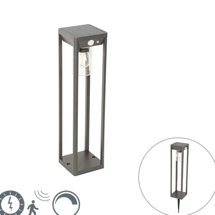 Außenpoller dunkelgrau 40 cm inkl. LED und Solar - Sonne